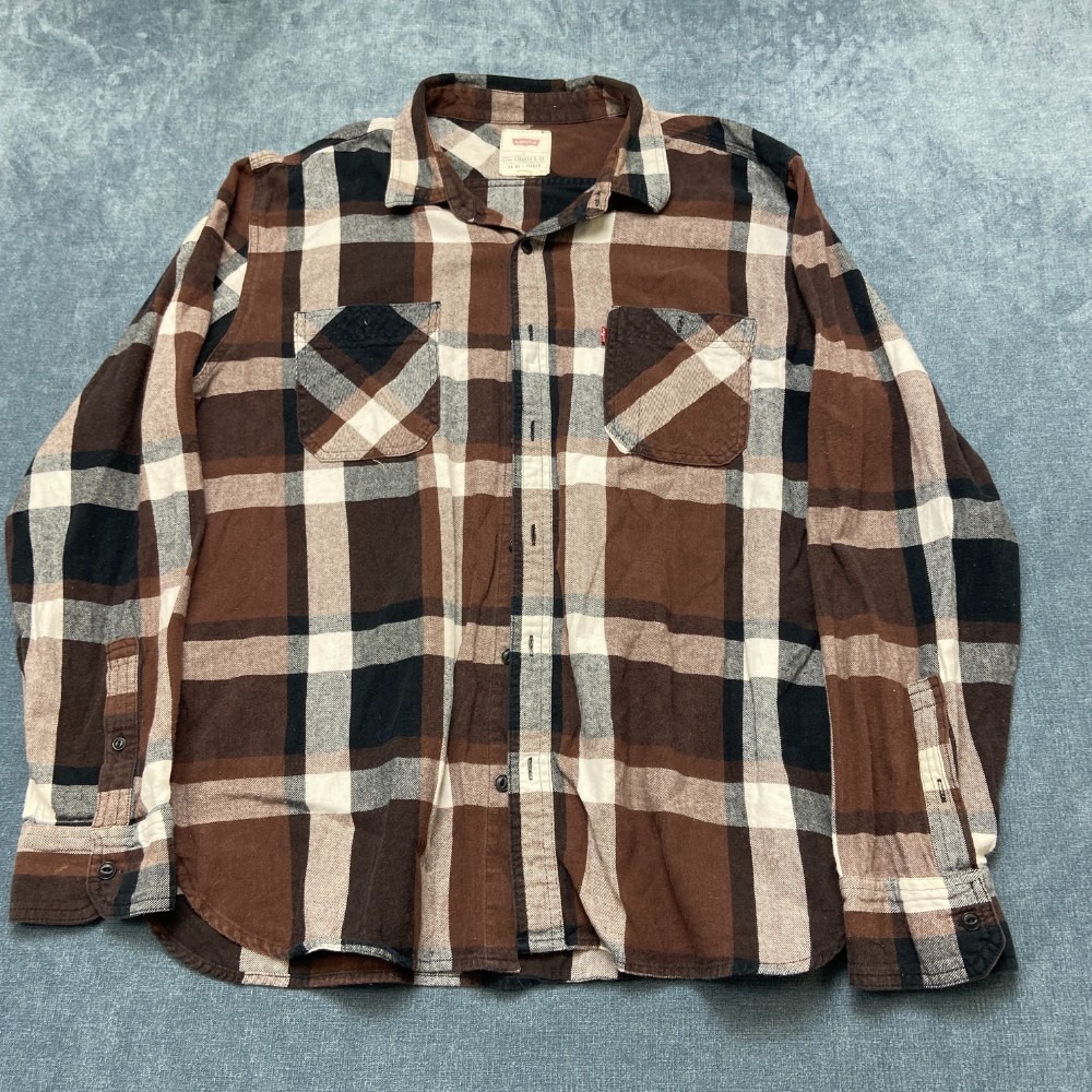 Levi's Shirt Mens Large Multicolor Check Cotton Button Up Flannel Long Sleeve